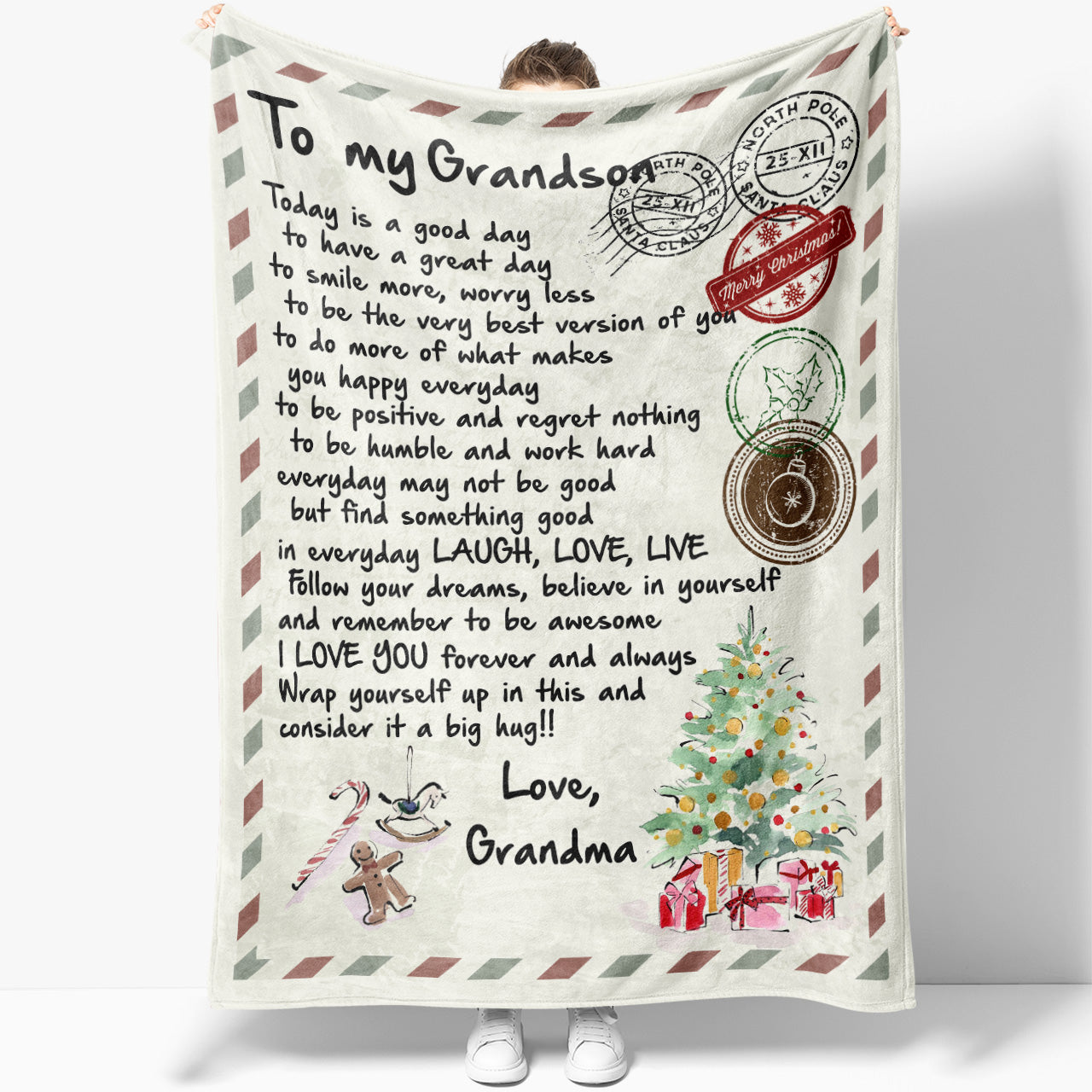 Blanket Christmas Gift For Grandson, Grandson Gifts From Grandma, A Good Day