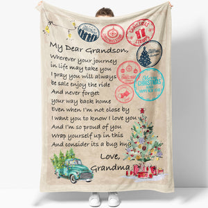 Blanket Christmas Gift For Grandson, Graduation Gifts For Grandson, Your Journey In Life