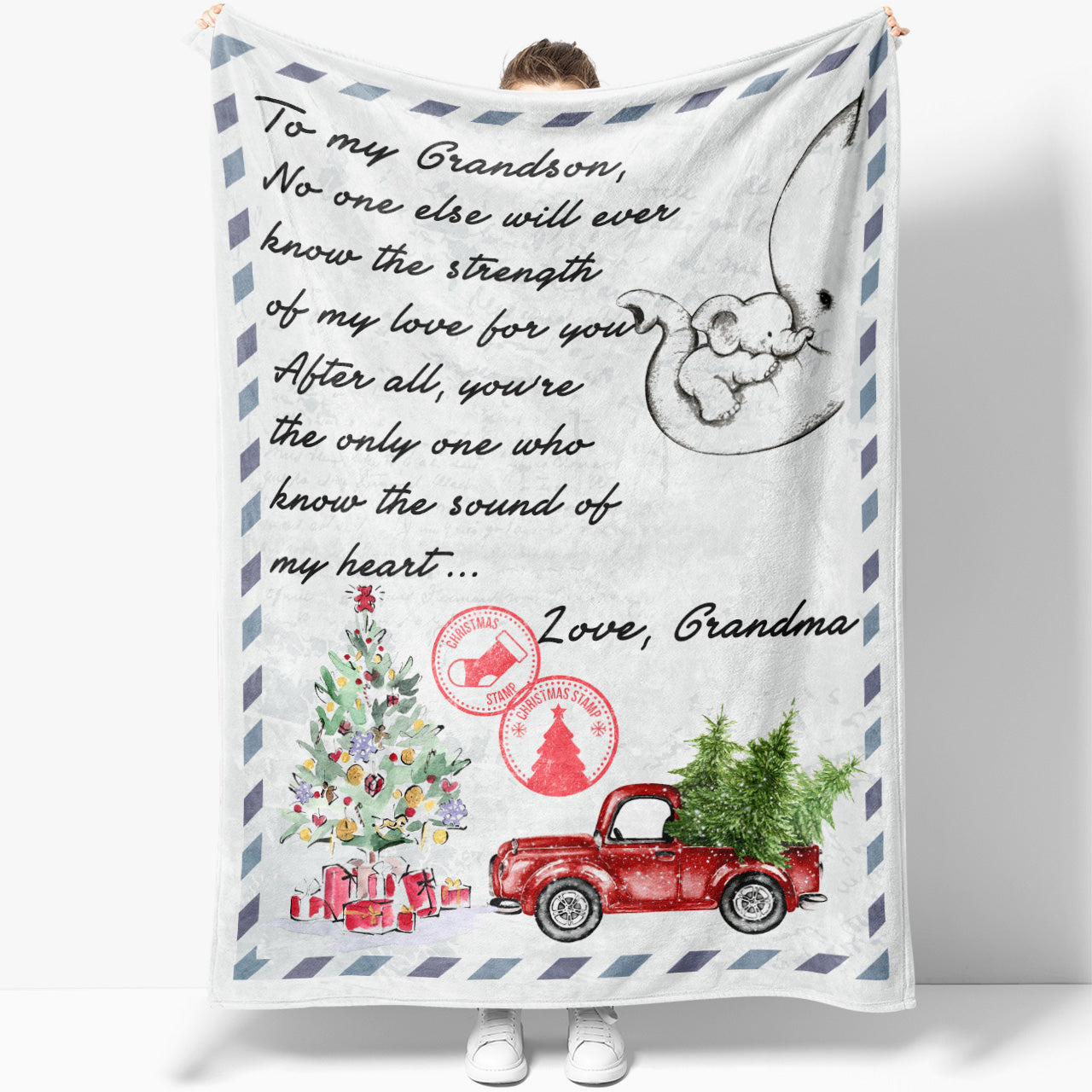 Christmas Blanket Gift For Grandson, Personalized Gifts For Grandson, Letter to