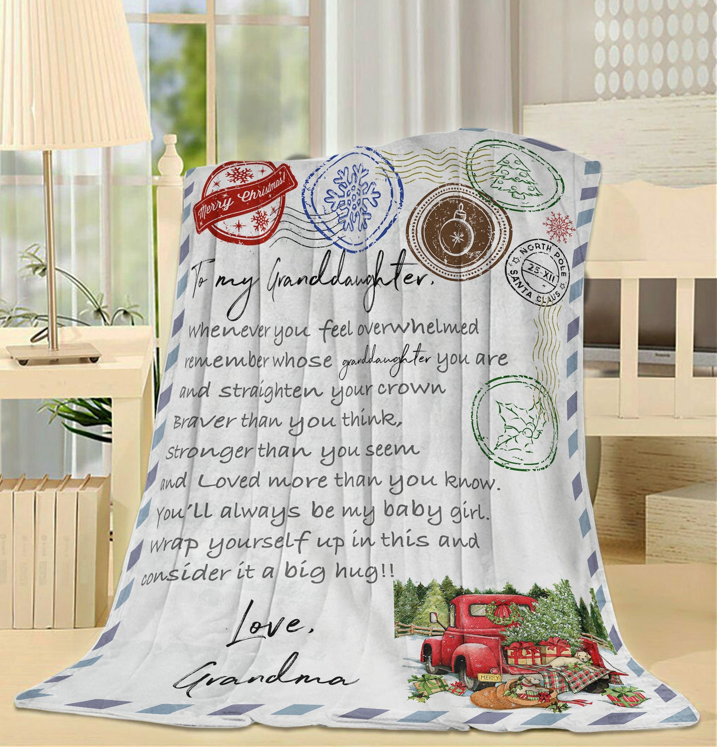 Blanket Christmas Gift For Granddaughter, Birthday Gifts for Granddaughter, Love You To The Moon