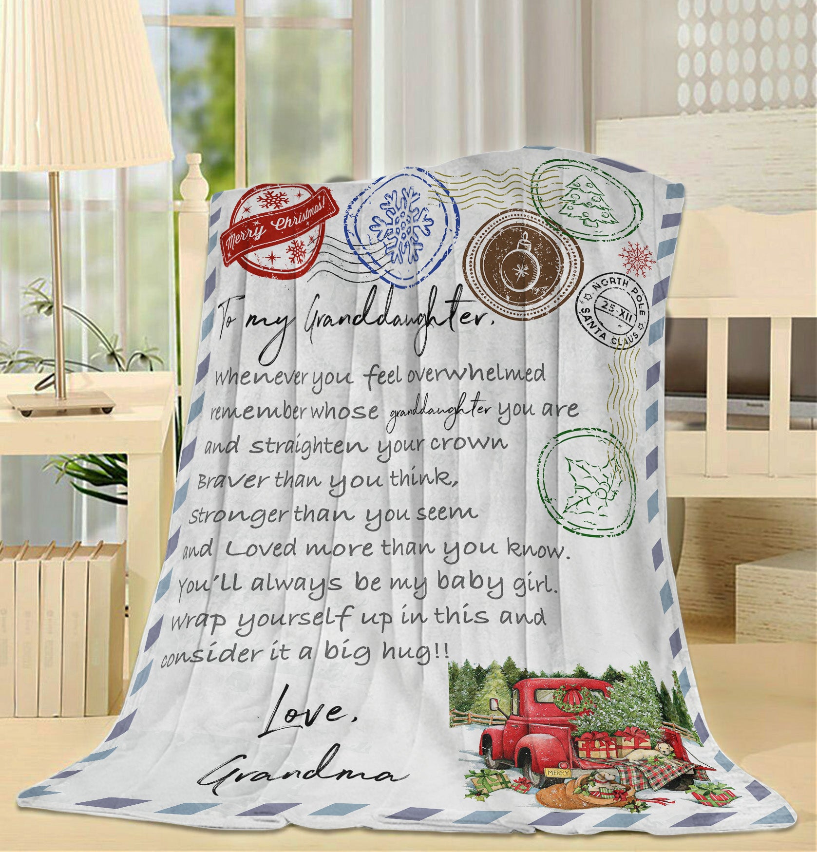 Blanket Christmas Gift For Granddaughter, Birthday Gifts for Granddaughter, Love You To The Moon