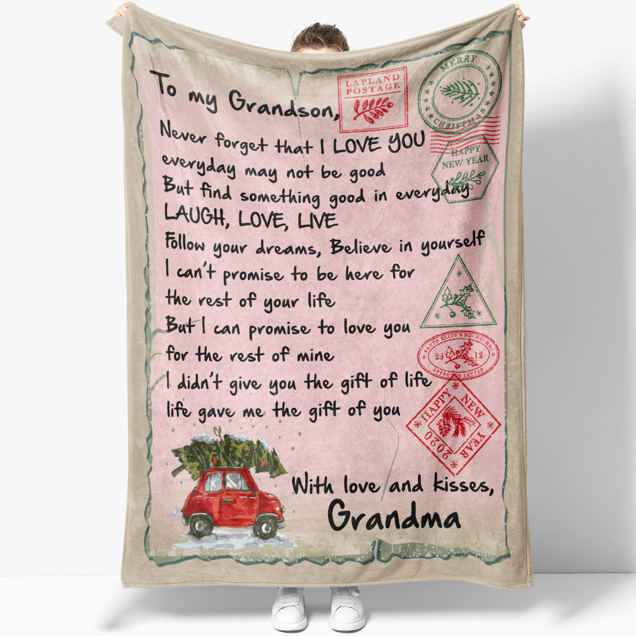 Blanket Christmas Gift For Grandson, Gifts For Grandson From Grandma, I Love You