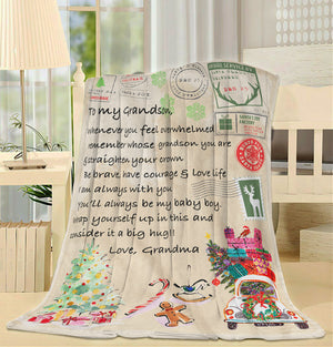 Blanket Christmas Gift For Grandson, Valentine Gifts For Grandsons, Feel Overwhelmed