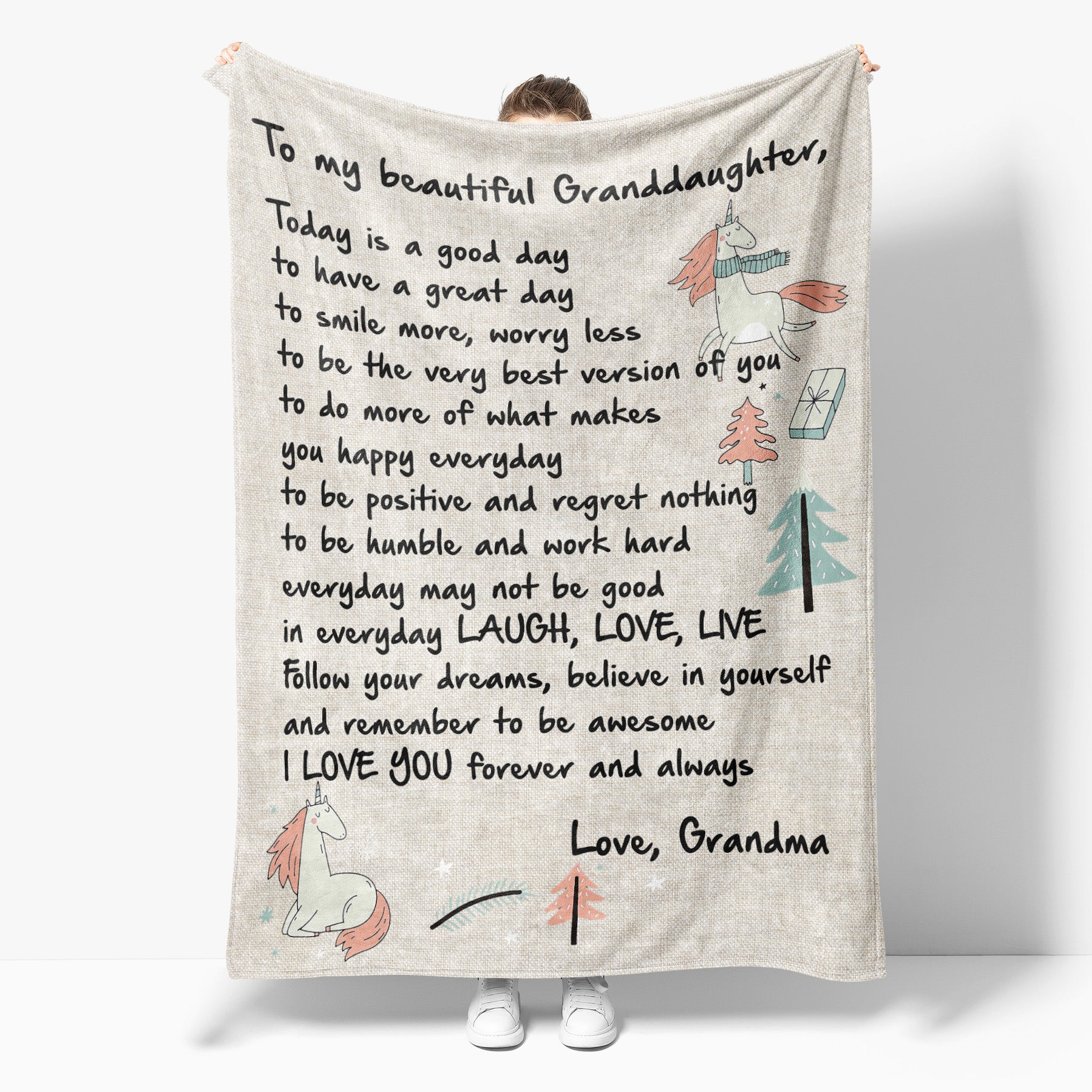 Blanket Gift For Granddaughter, Sweet Gifts For Granddaughter, Letter to