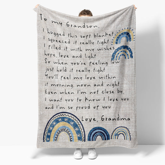 Blanket Gift For Grandson, High School Graduation Gifts For Grandson, I Hugged This