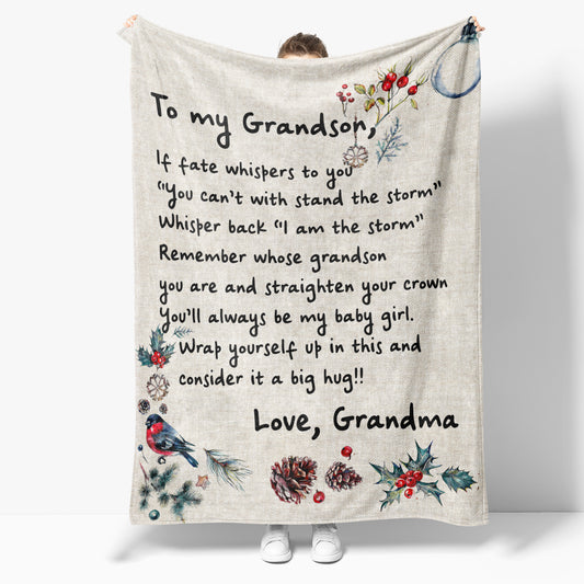 Blanket Christmas Gift For Grandson, Graduation Gifts For Grandson, Stand With The Storm