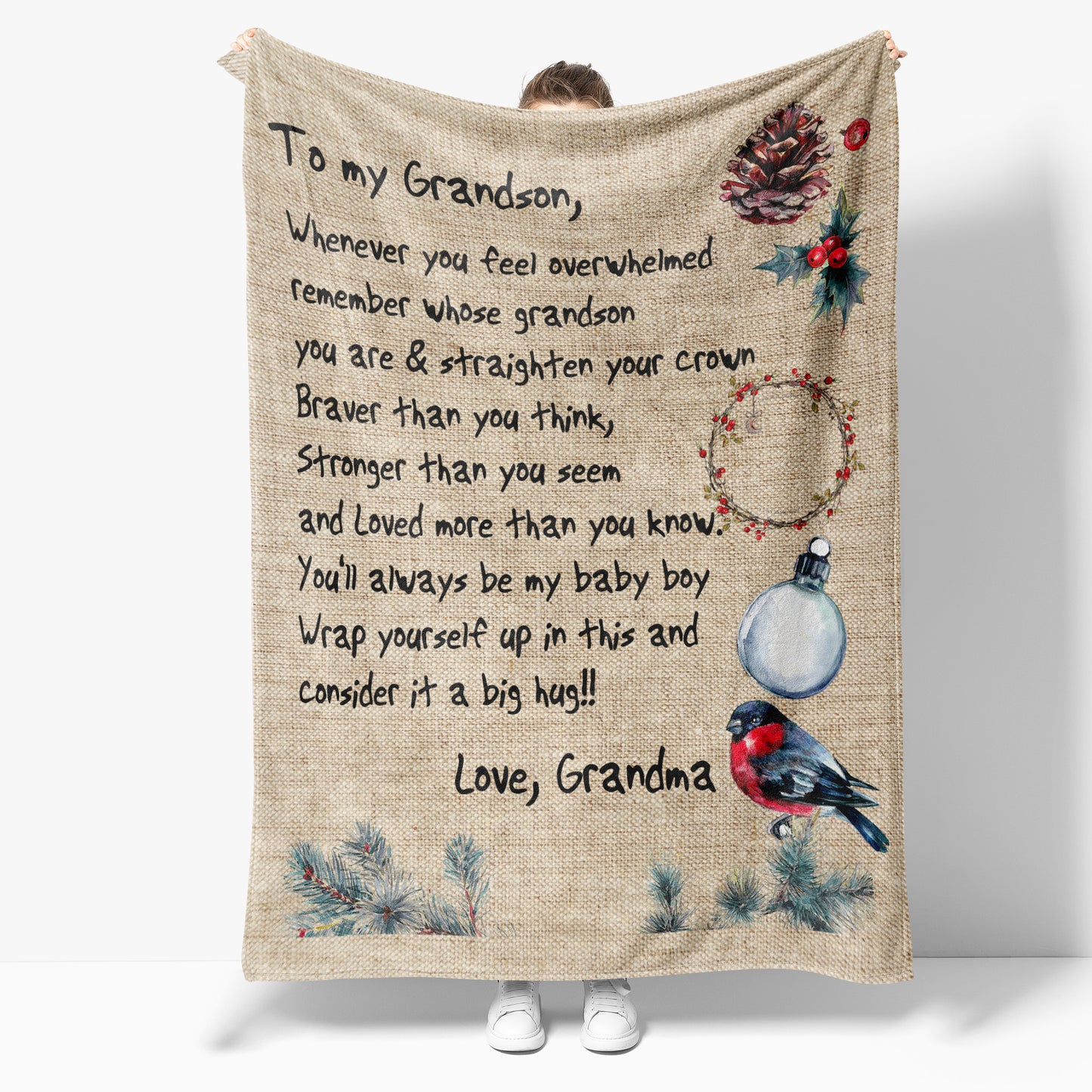 Blanket Christmas Gift For Grandson, Keepsake Gifts For Grandsons, To The Moon And Back