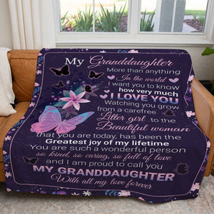 Blanket Gift Ideas for GrandDaughter, Floral Butterfly Love