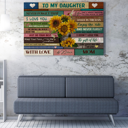 Personalized Canvas Gift For Daughter, I Love You Sunflower Canvas