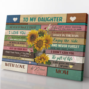 Personalized Canvas Gift For Daughter, I Love You Sunflower Canvas