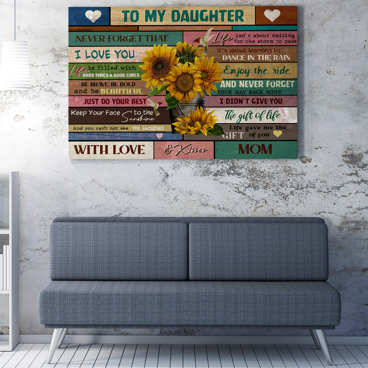 Personalized Canvas Gift For Daughter, I Love You Sunflower Canvas