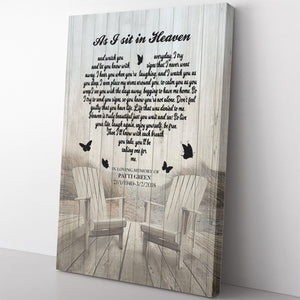 As I Sit In Heaven Personalized Canvas, Memorial Heart Canvas Gift Ideas