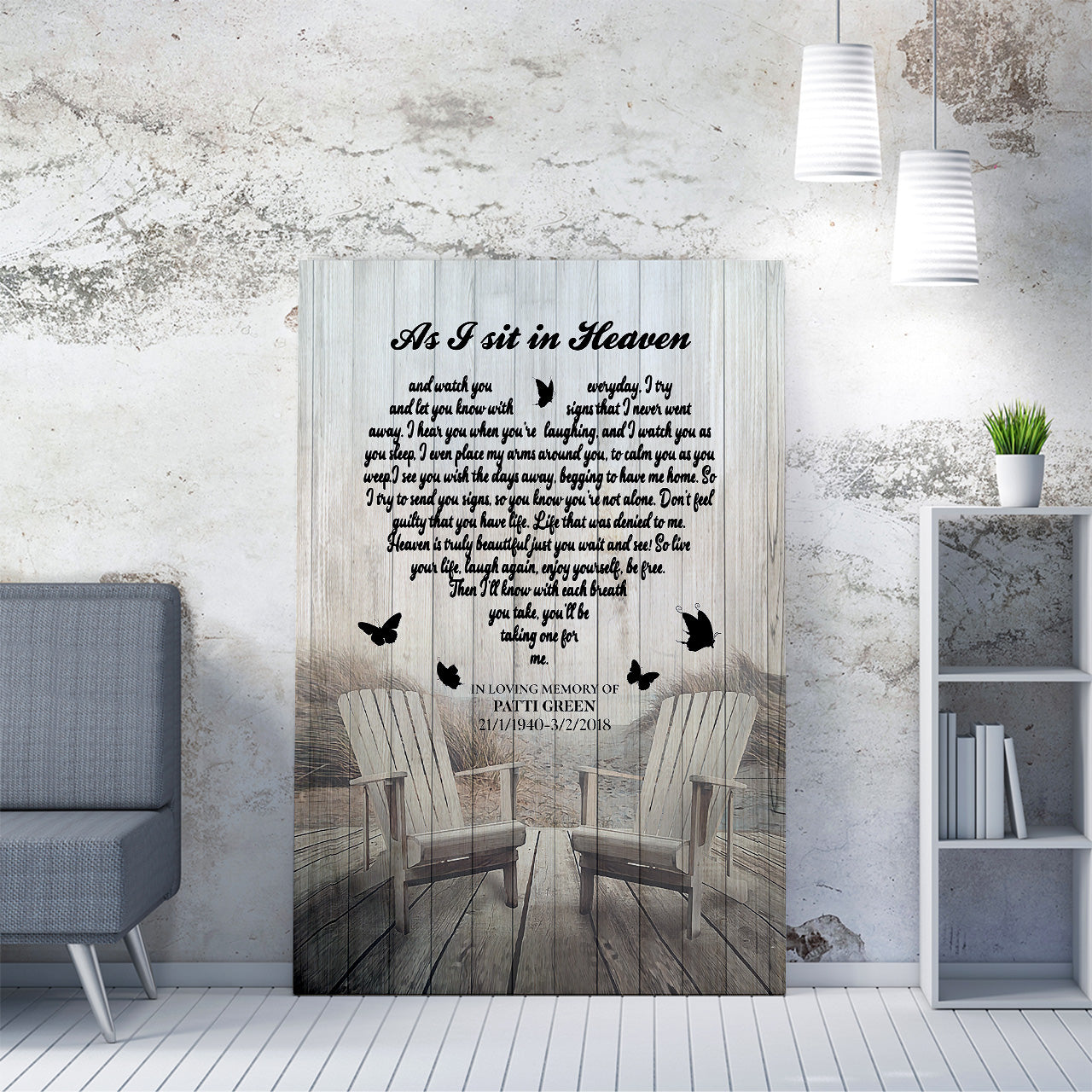 As I Sit In Heaven Personalized Canvas, Memorial Heart Canvas Gift Ideas