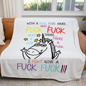 Funny Unicorn Blanket Gift Ideas, With a Fuck Fuck Here