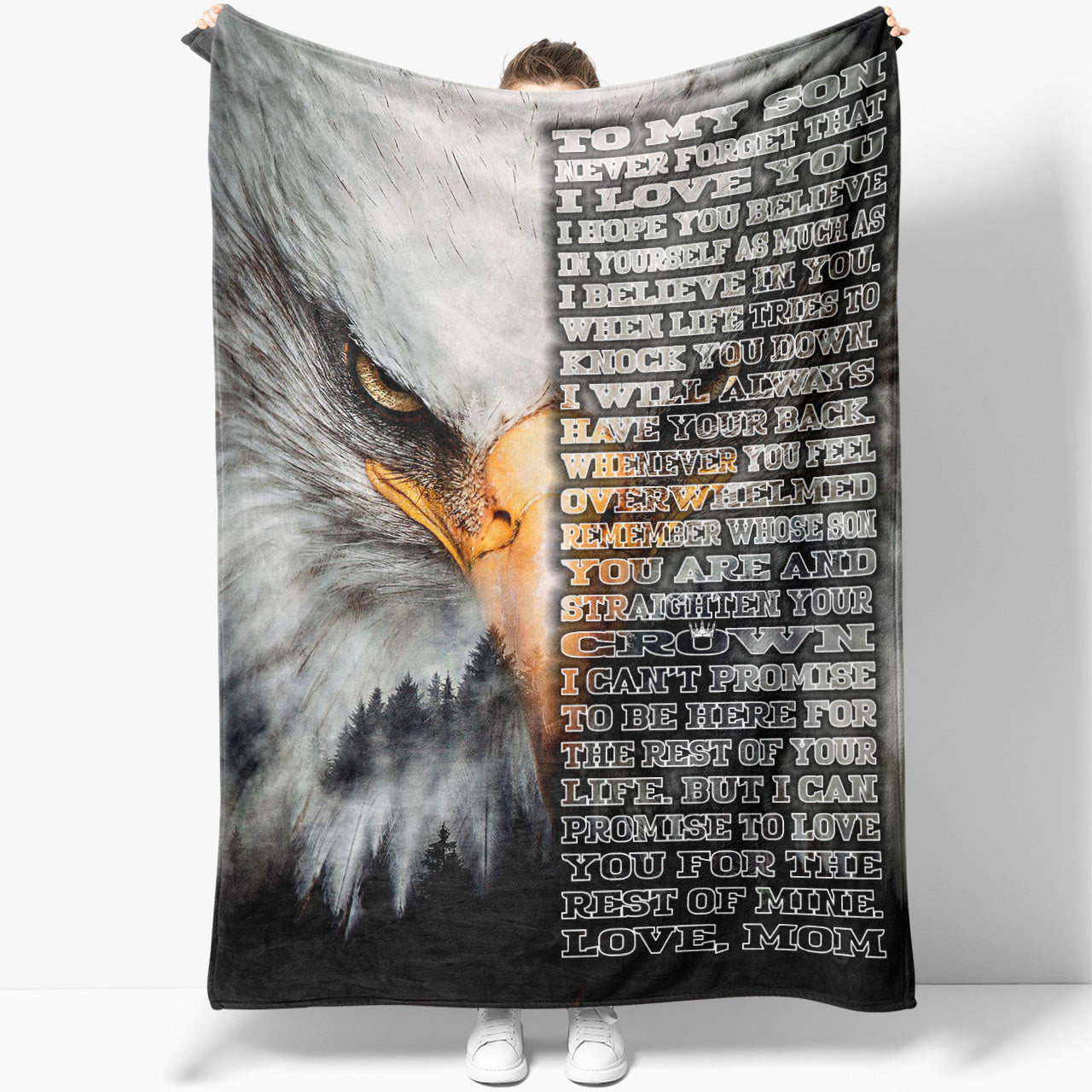 Blanket Gift Ideas For Son, I Love You To My Son Blanket, Eagle Blanket for Son