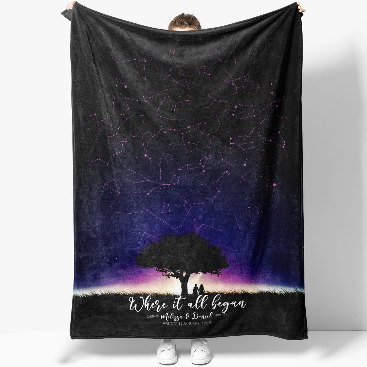 Blanket Gift Ideas For Him Her, Custom Personalized Star Night Sky Blanket Gift