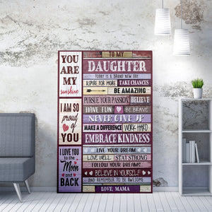 Custom Canvas Gift For Daughter, Be Brave Never Give Up Canvas for Daughter