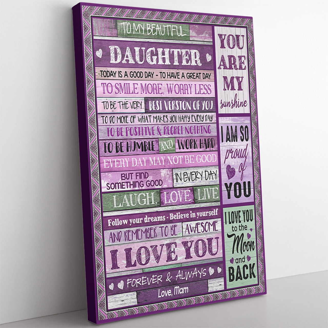 Motivational Quote Canvas Gift For Daughter, The Very Best Version Of You Canvas for Daughter