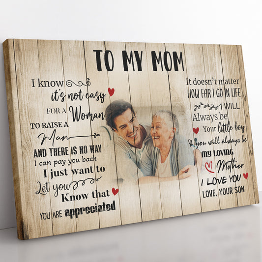 Custom Photo Canvas Gift For Mom, No Way I Can Pay You Back Canvas for Mothers Day