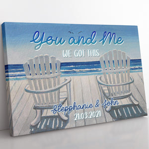 Custom Name Date Canvas Anniversary Wedding Gift For Wife, You and Me We Got This Canvas