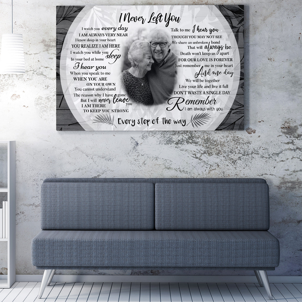 Personalized I Never Lelf You Memorial Gift Wall Art, Memorial Gift Canvas