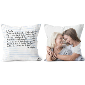 Custom Letter for Mom from Daughter Pillow Mothers Day Gift Ideas, Personalized Photo Pillow Gift for Mom