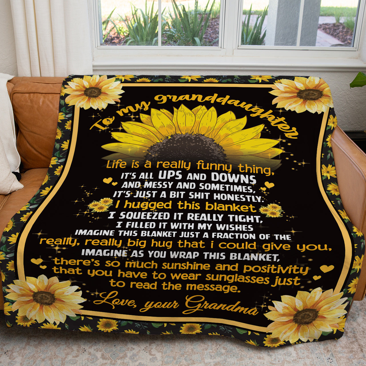 Funny To My Granddaughter Blanket Gift Ideas, There is So Much Sunshine and Positivity Blanket