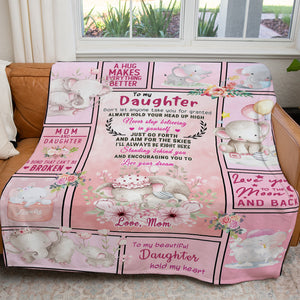 Pink Elephant Blanket Gift Ideas For Daughter, Mom and Daughter A Bond Can't Be Broken Blanket Gift