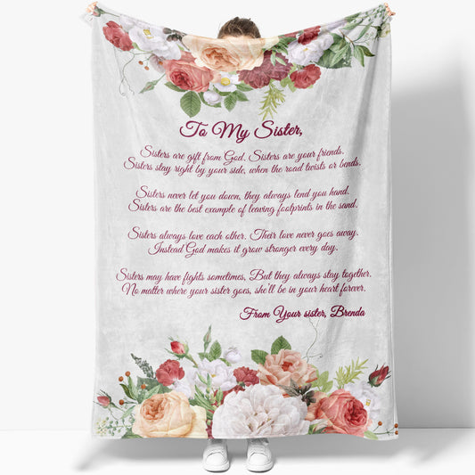 Personalized Sister Blanket, Blanket Gift Ideas To Sister