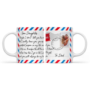 Mug Letter Fathers Day Gift Ideas for Dad, Custom Message From Daughter to Father Mug