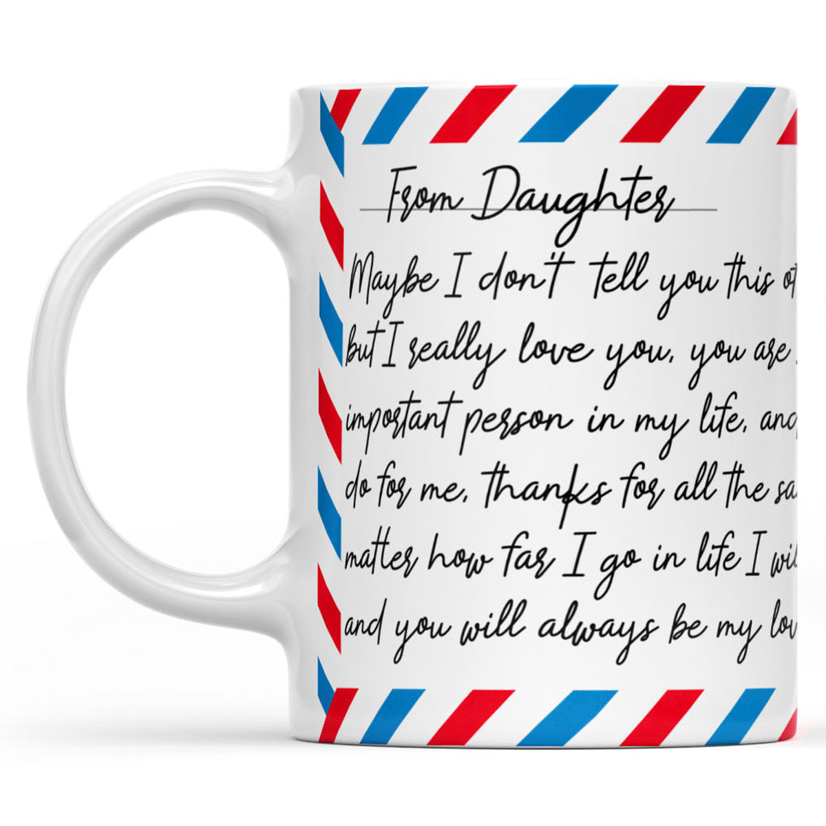 Mug Letter Fathers Day Gift Ideas for Dad, Custom Message From Daughter to Father Mug