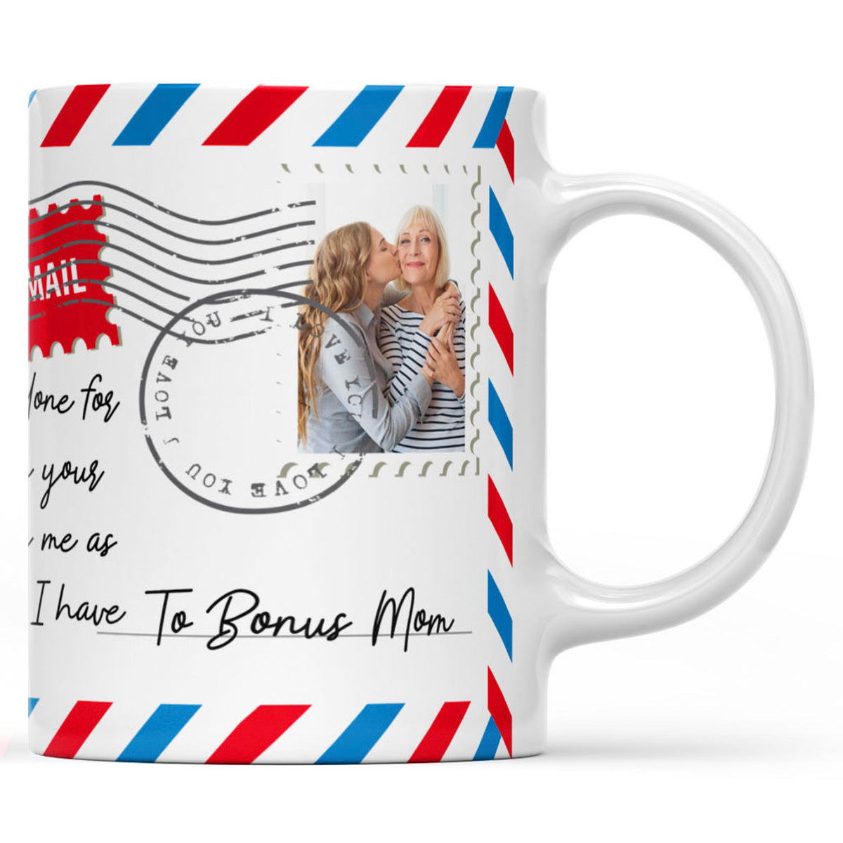 Mug Letter Step Mothers Day Gift Ideas for Bonus Mom, Custom Message From Daughter to Step Mother Mug