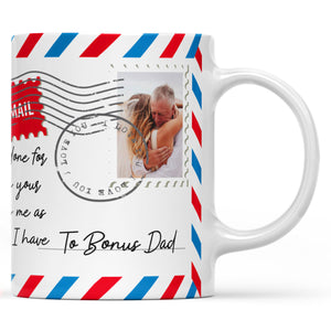 Mug Letter Step Fathers Day Gift Ideas for Bonus Dad, Custom Message From Daughter to Step Father Mug