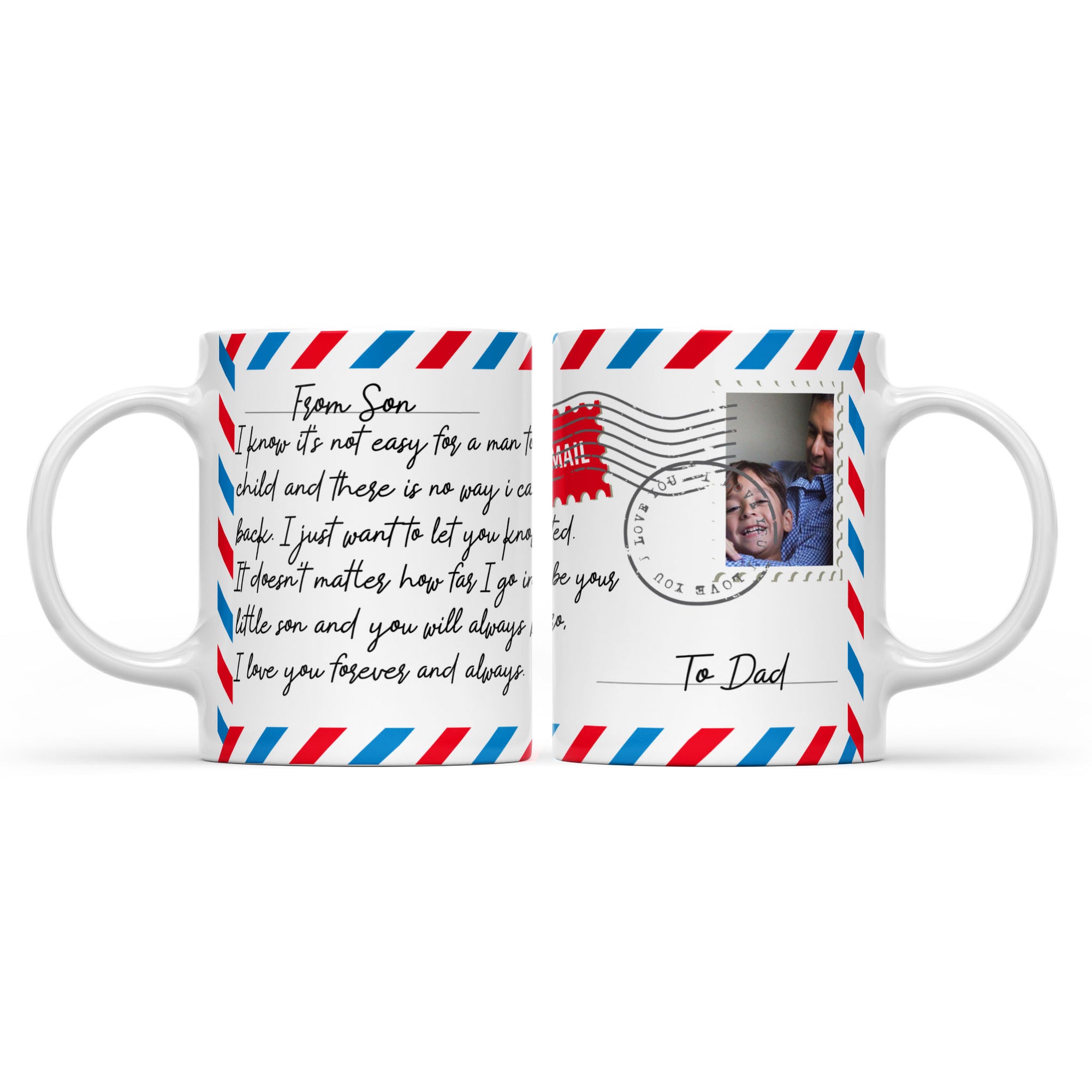 Mug Letter Fathers Day Gift Ideas for Dad, Custom Message From Son to Father Mug