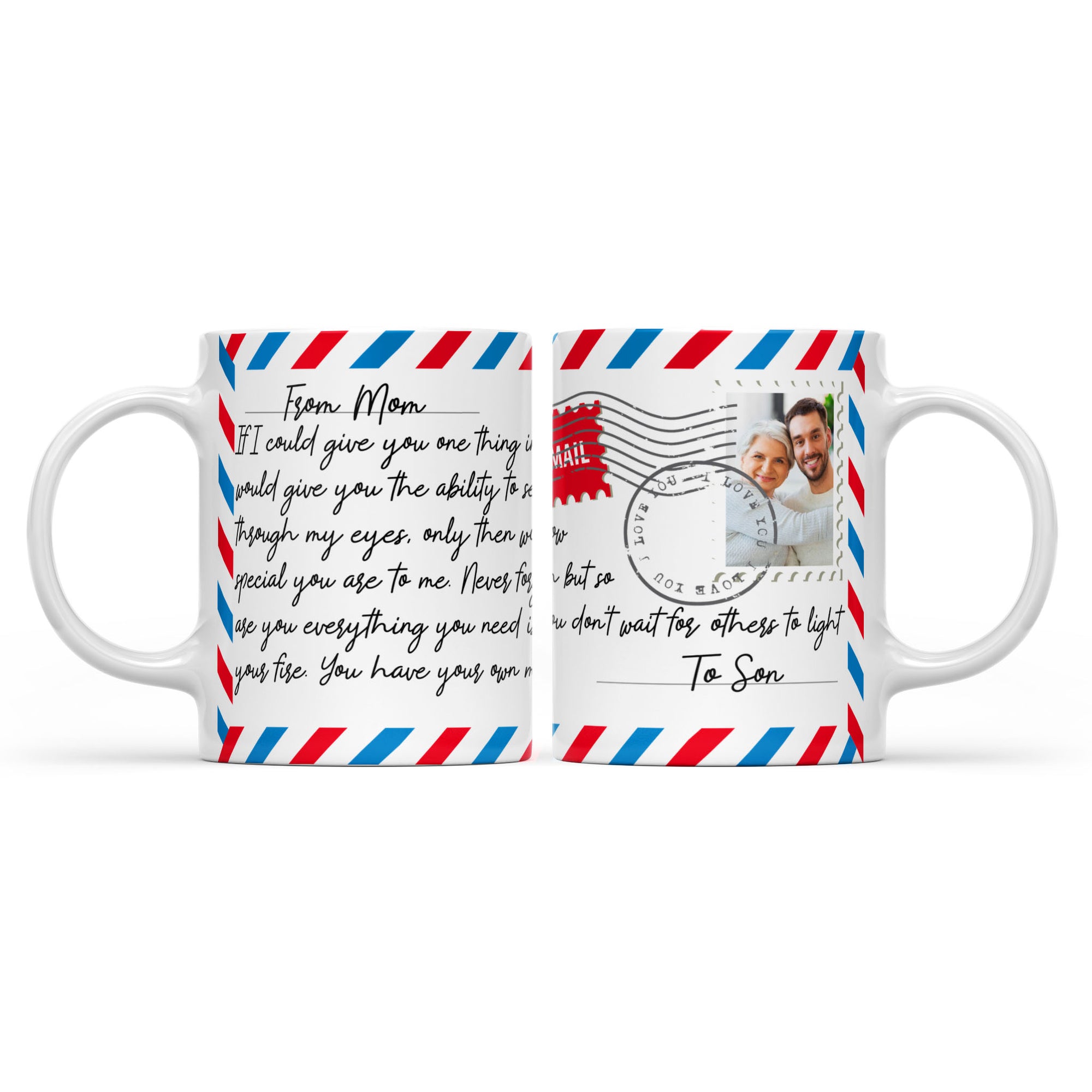 Mug Letter Gift Ideas for Son, Custom Message From Mother to Son Mug