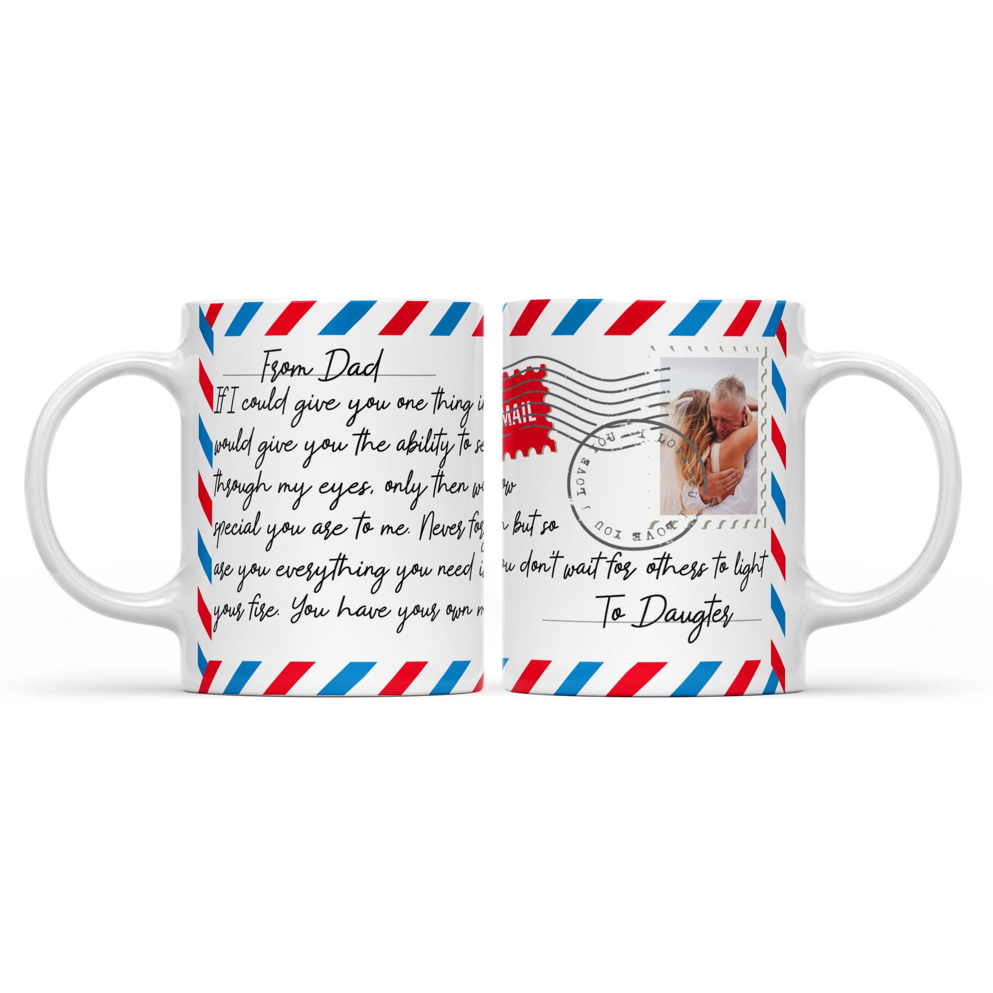 Mug Letter Gift Ideas for Daughter, Custom Message From Father to Daughter Mug