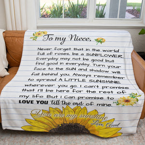 To My Niece Blanket From Aunt, Custom Sunflower Niece Blanket