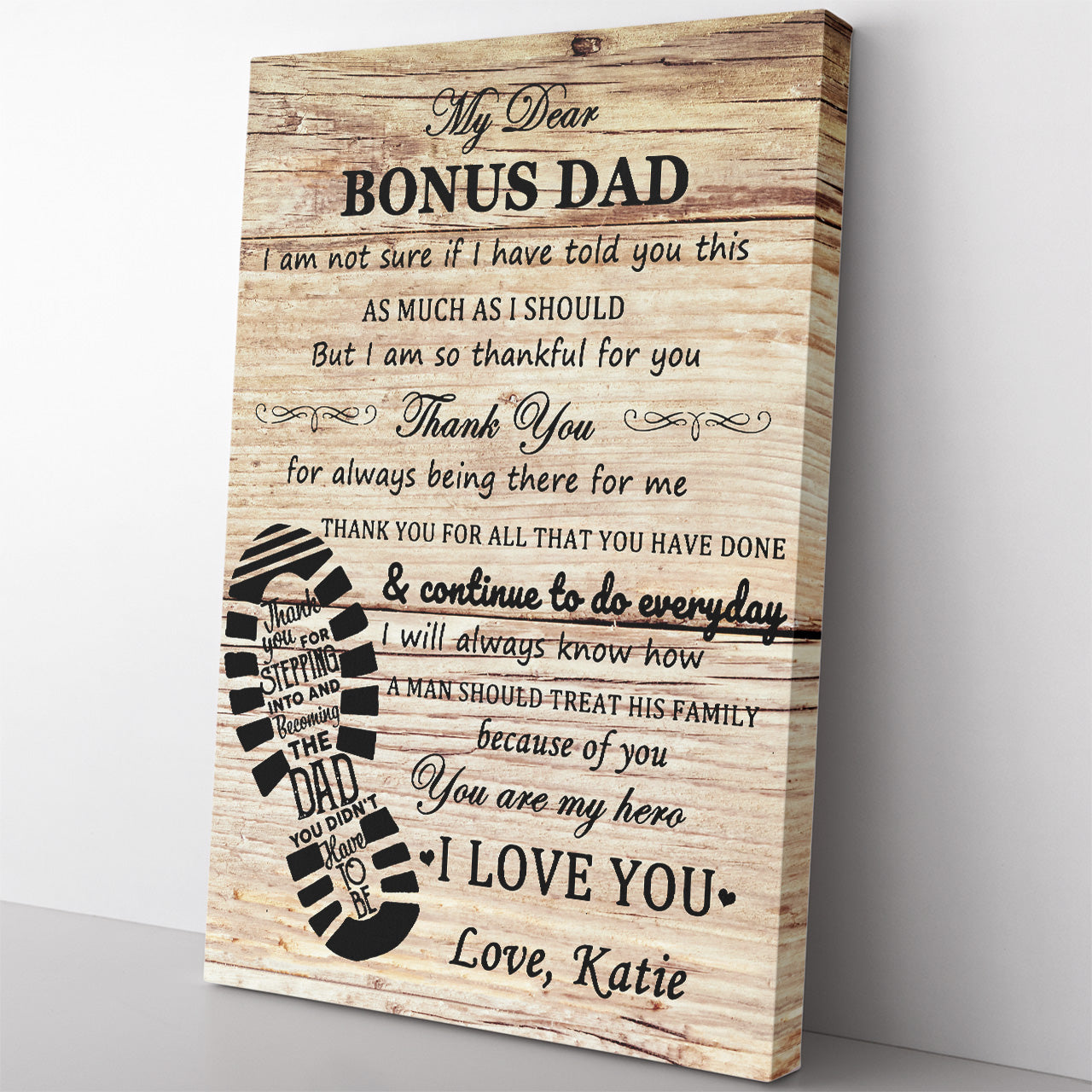 Personalized Canvas Gift For Step Dad, You Are My Hero Bonus Dad Canvas