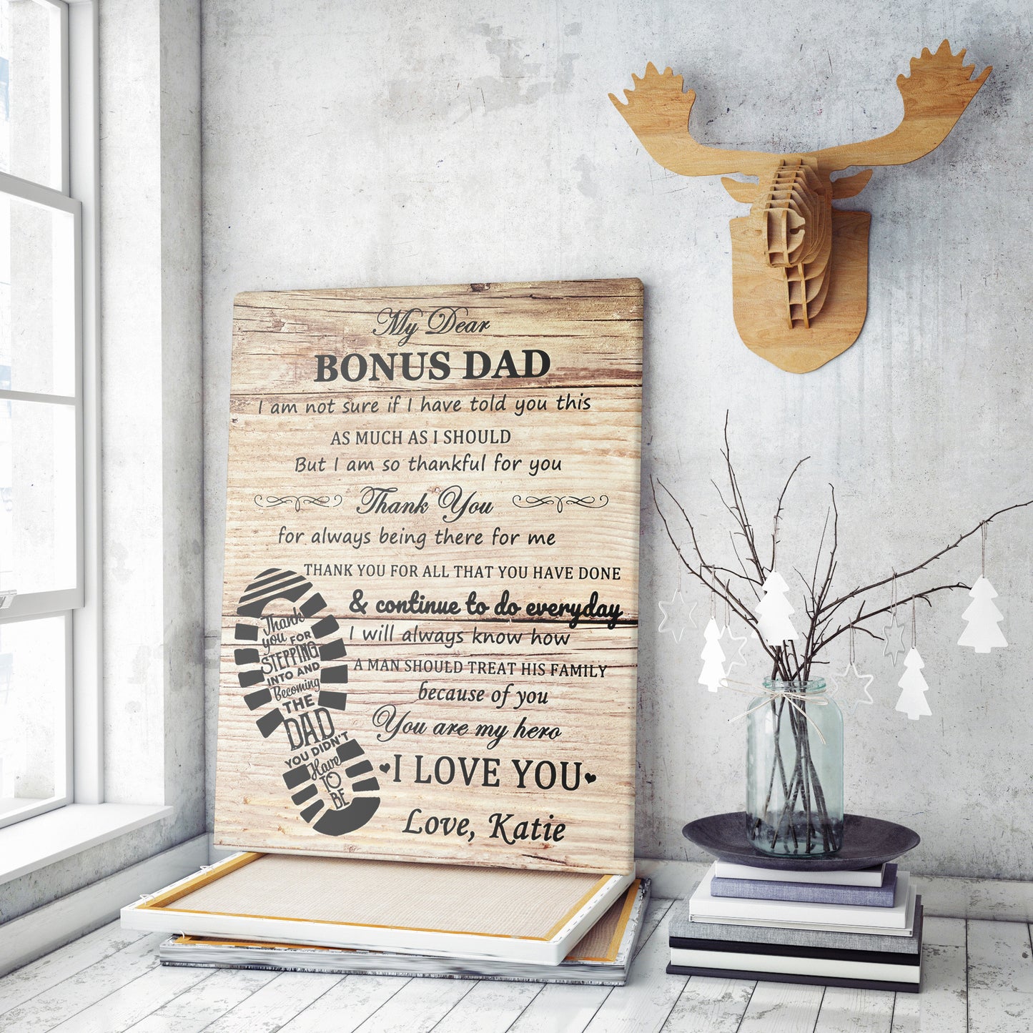 Personalized Canvas Gift For Step Dad, You Are My Hero Bonus Dad Canvas