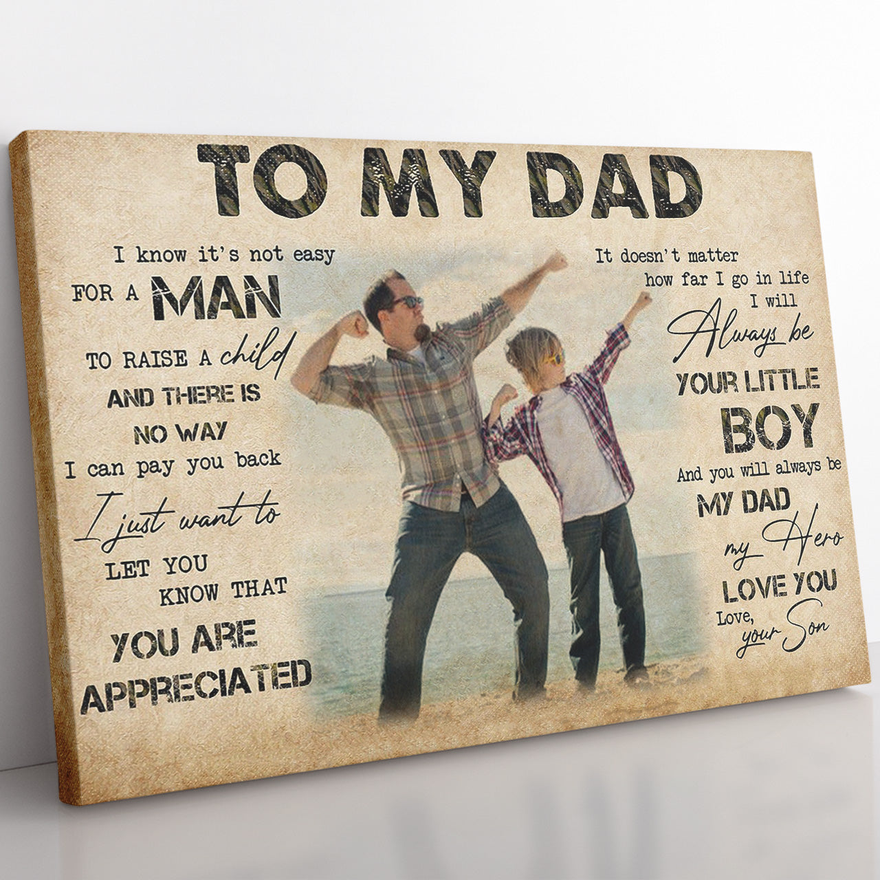 Custom Photo Canvas Gift For Dad, For a Man to Raise a Child Dad Canvas