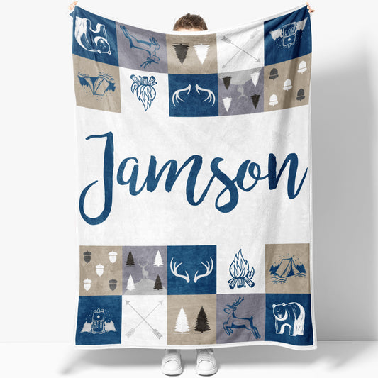 Woodland Blanket, Personalized Name Baby Blankets