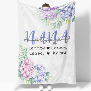 Custom Grandkid Name Blanket Gift Ideas For Nana, We Love You Grandma Gift for Nana