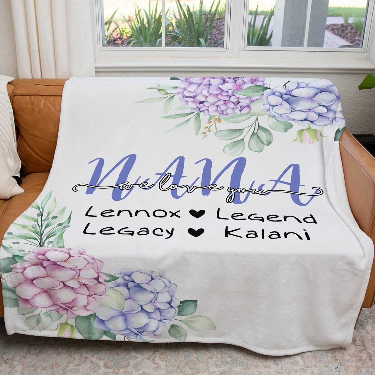 Custom Grandkid Name Blanket Gift Ideas For Nana, We Love You Grandma Gift for Nana