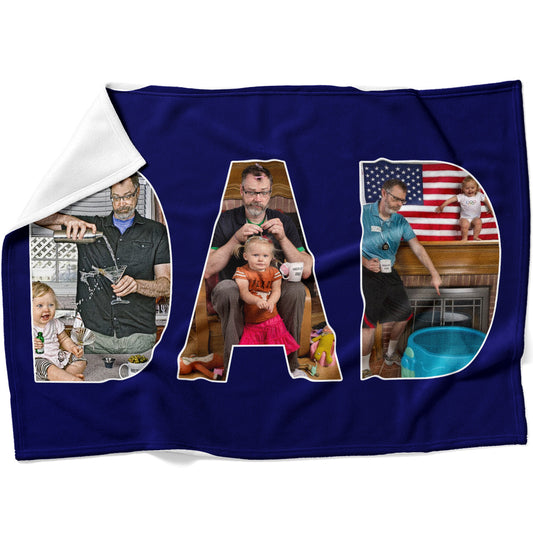 Custom Photo Kids Gift Ideas for Dad Father's Day, Personalized Photos Blanket For Dad