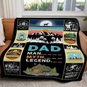 Blanket Gift for Camping Dad, Dad Man Myth Legend Camping Gift Blanket