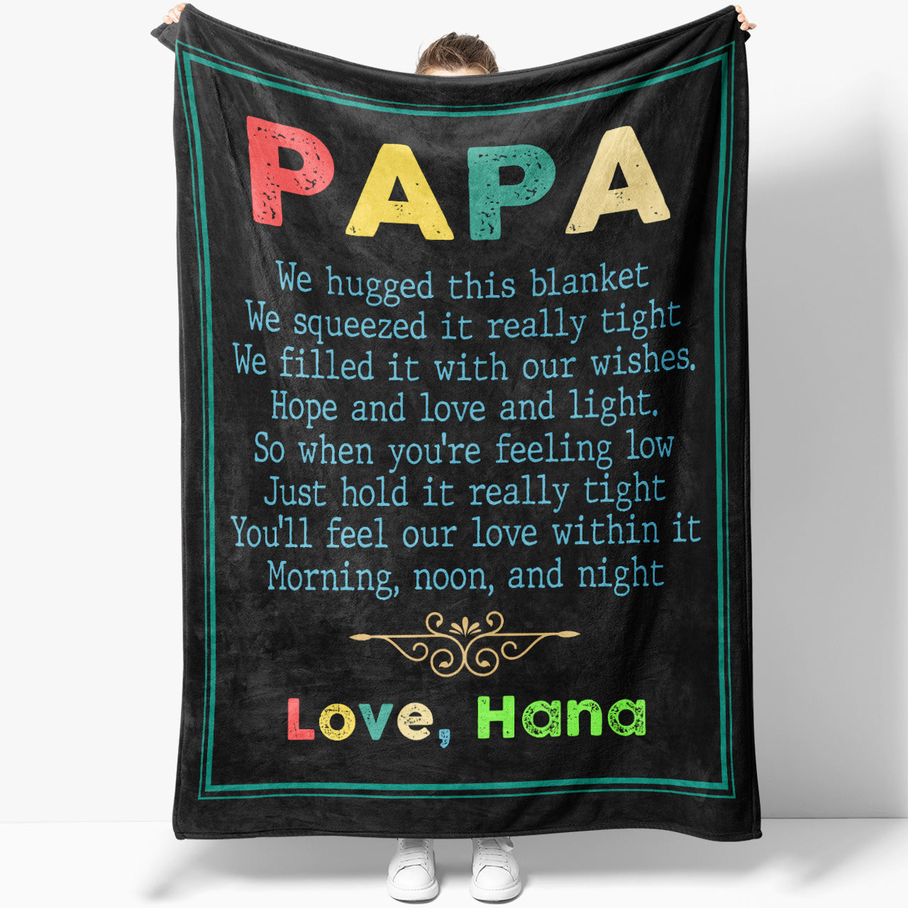 Custom Vintage Blanket Gift for Papa, We Hugged This We Squeezed it Really Tight Blanket for Papa