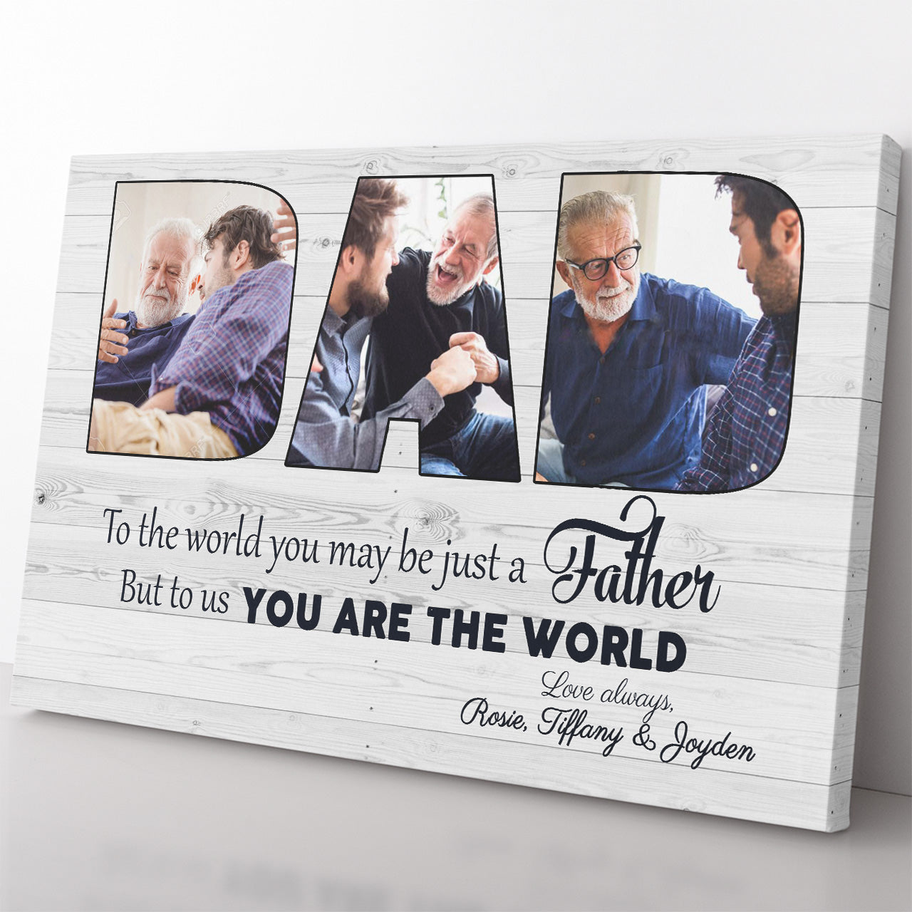 Personalized Photo Canvas Gift For Dad, To the World You Just a Father Canvas Gift for Father's Day