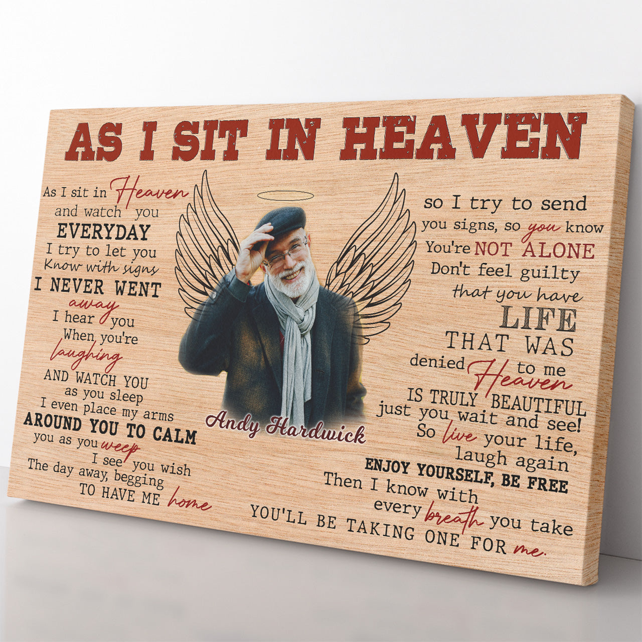 Custom Photo Memorial Canvas Gift Ideas, Personalized As I Sit in Heaven Canvas