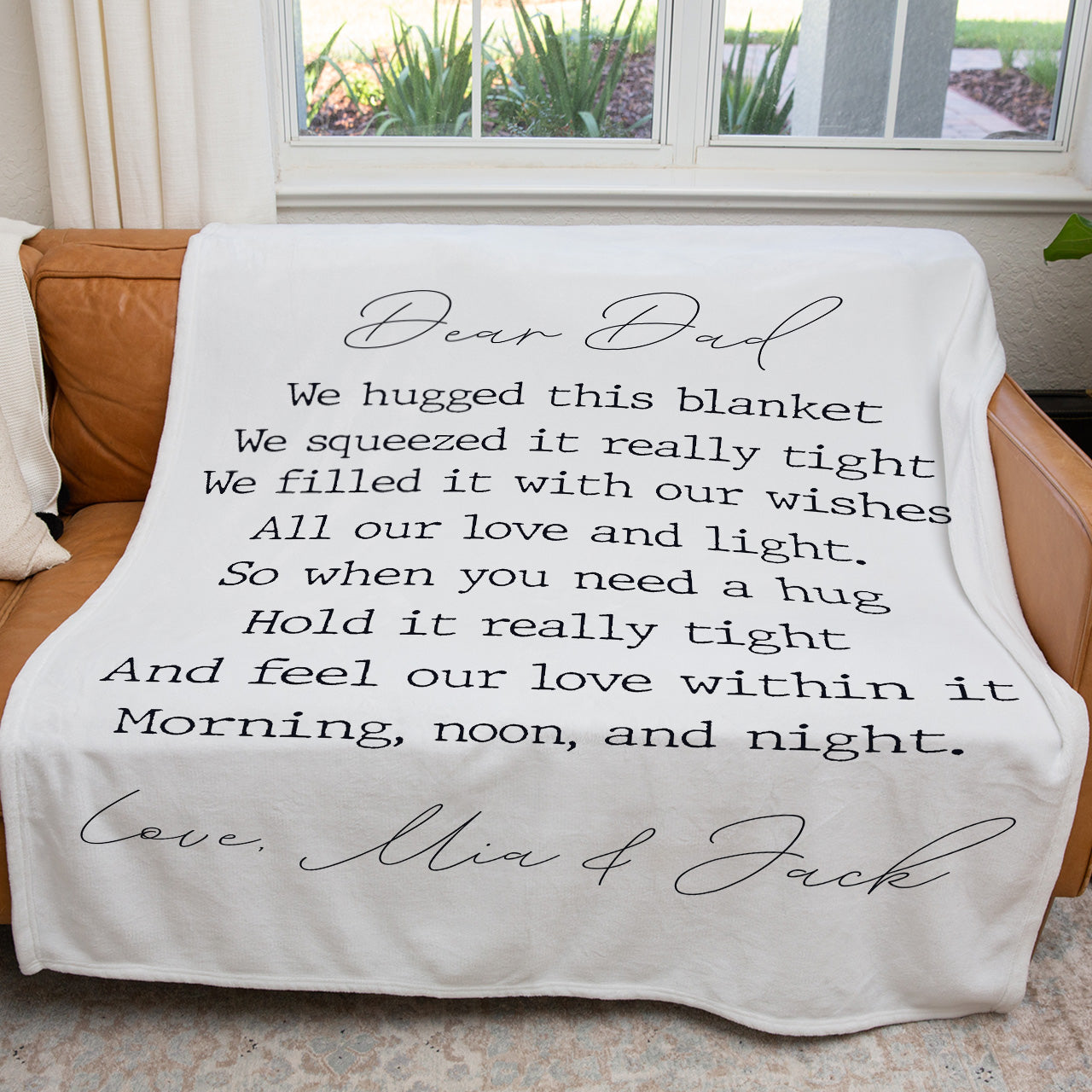 Blanket Letter Dear Dad Father's Day Gift Ideas, We Hugged This Blanket, We Squeezed it Really Tight