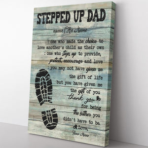 Bonus Dad Definition Canvas for Step Father's Day, Steps Up to Provide Encourage and Love Step Dad Canvas